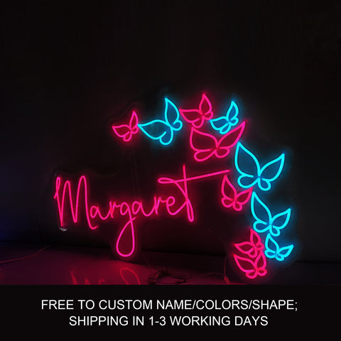 custom butterfly with name neon sign