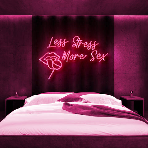 custom less stress more sex neon sign,sexy lip licking lollipop led sign
