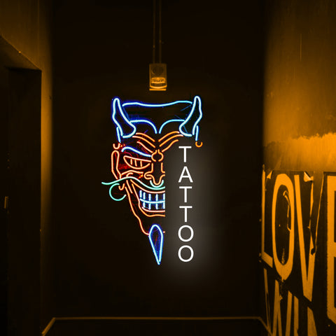 custom tattoo shop logo neon sign