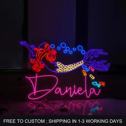 personalized mermaid with name neon sign