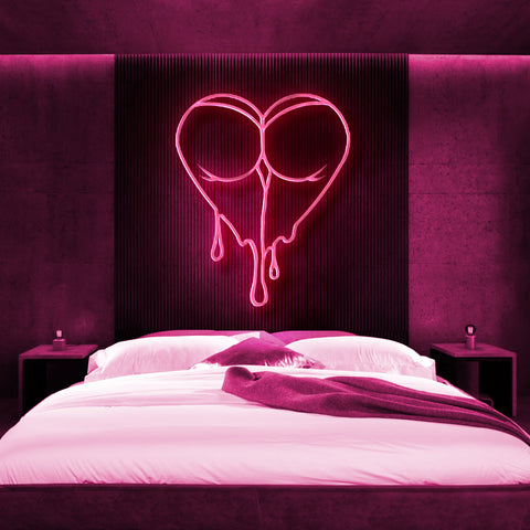 wet ass pussy dripping heart neon sign,melting heart led sign