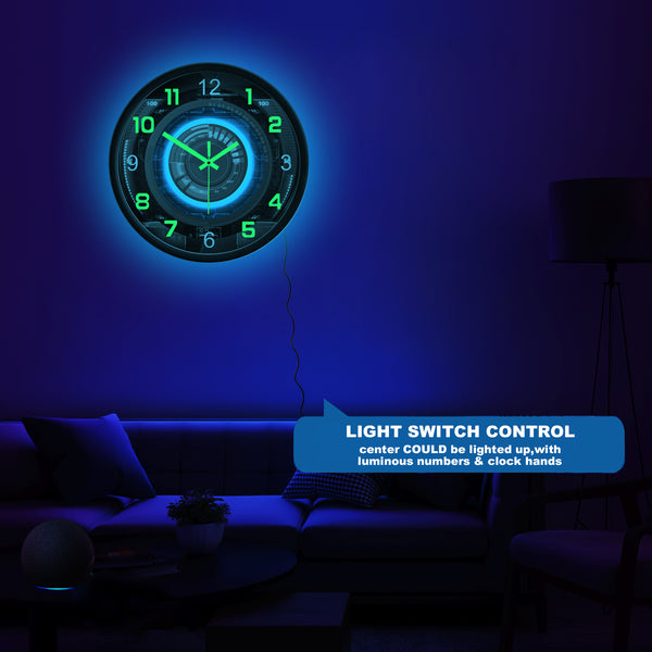 arc reactor led neon wall clock for kids game room decor