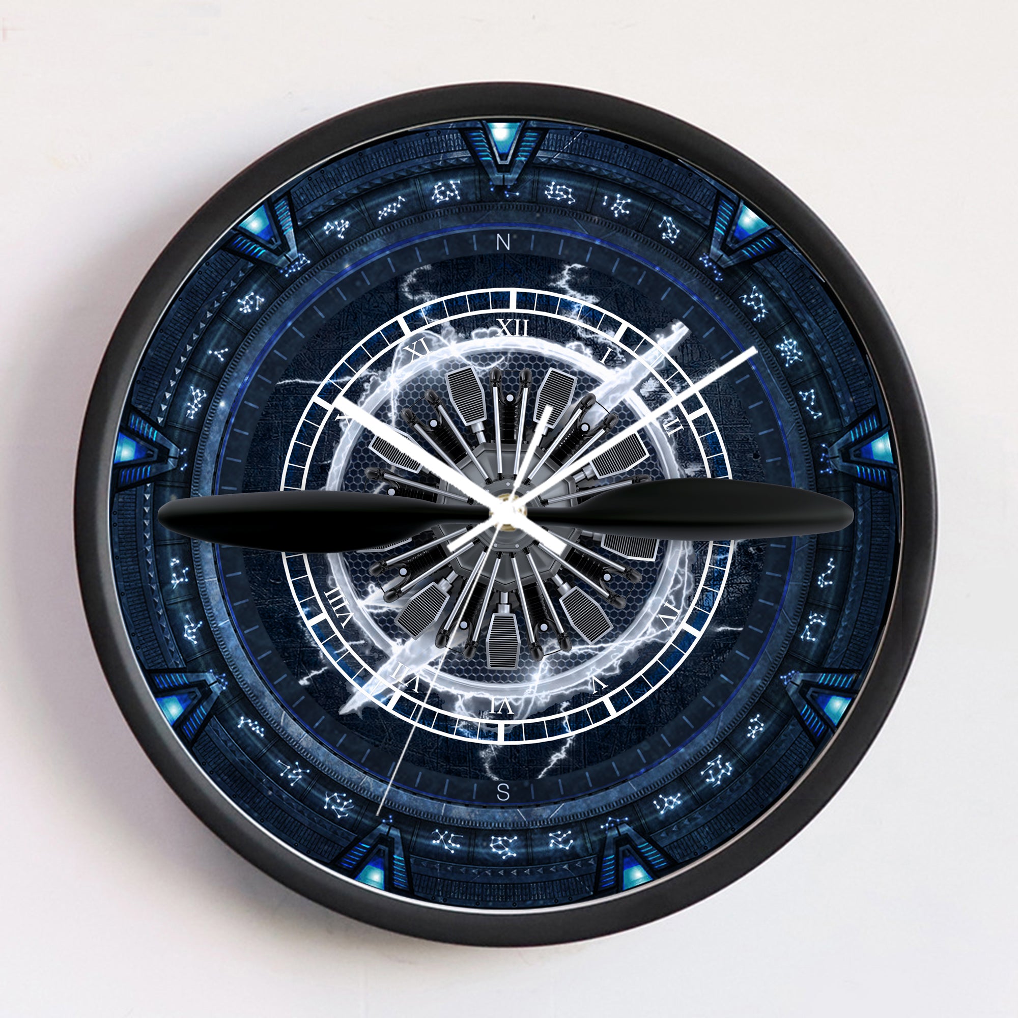 automatic aircraft propeller led neon wall clock